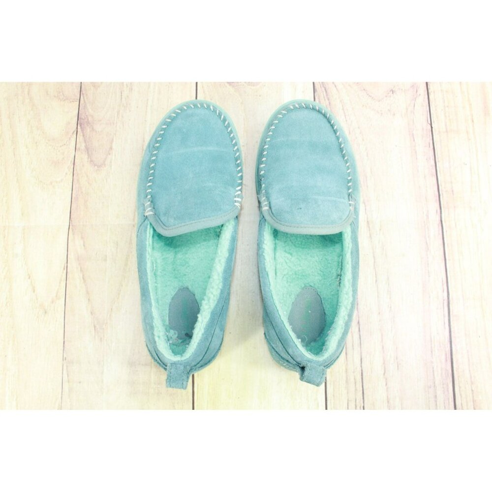 LL Bean Green Suede Slip-On Fleece Lined Mountain Moccasin Slippers Size 8 M - Picture 7 of 9